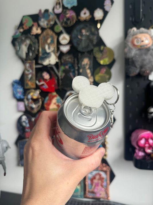 White Glittery Mouse Can Opener